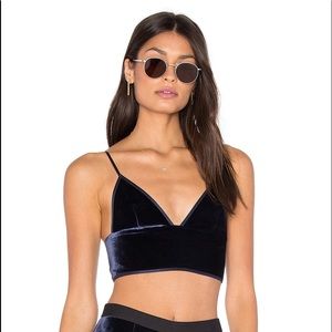 T by Alexander Wang Velvet Navy Blue Bra Top